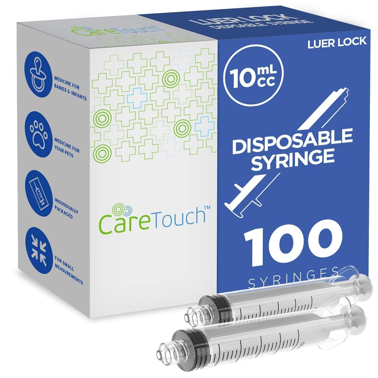Care Touch CTSLL10 10mL Syringe Only - Luer Lock Syringe Tip (No Needle),100 Count (Pack of 1)