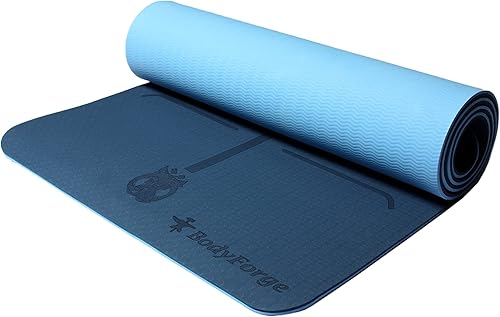 Miniatura 7 de BodyForge Yoga Mat Thick Exercise Mat Thick 8mm TPE Eco-Friendly with Alignment Marks Non-Slip Extra Thick High-Density for Women and Men Workout
