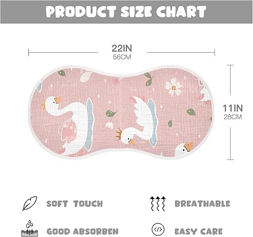 Miniatura 4 de Kigai Paños para eructos para bebé, paquete de 4 trapos para eructos súper absorbentes y suaves de princesa cisne, juego de ropa para eructos de