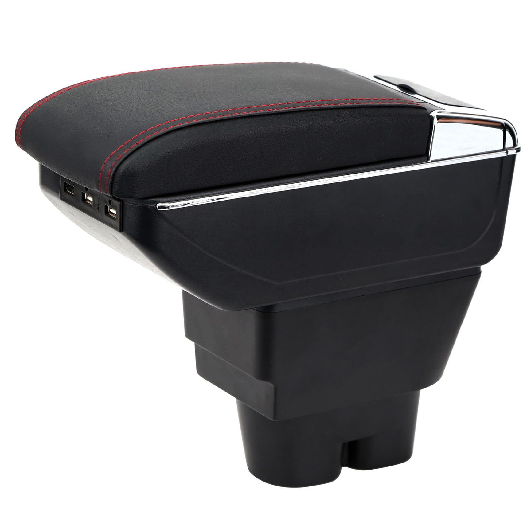 YJYWZH für Peugeot 207 207CC Armlehnen Mittelarmlehne mit Ablagefach und Getrankehalter USB-Anschluss Autozubehör Konsole Armauflage Schwarz