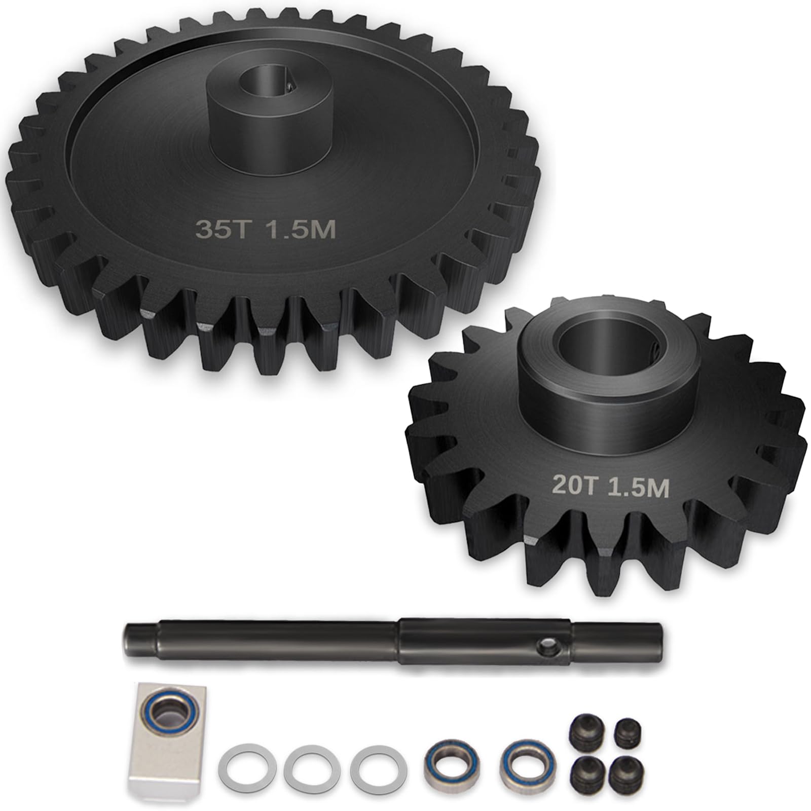 Main Gear 30T M1.5 Shaft with Bearing 45# Steel D-Shaped Hole Spur Gear with 25T Pinon Gear for TRAXXAS-1/5 X-MAXX 6S/8S Monster Truck and 1/6 4WD XRT 8S-78086-4