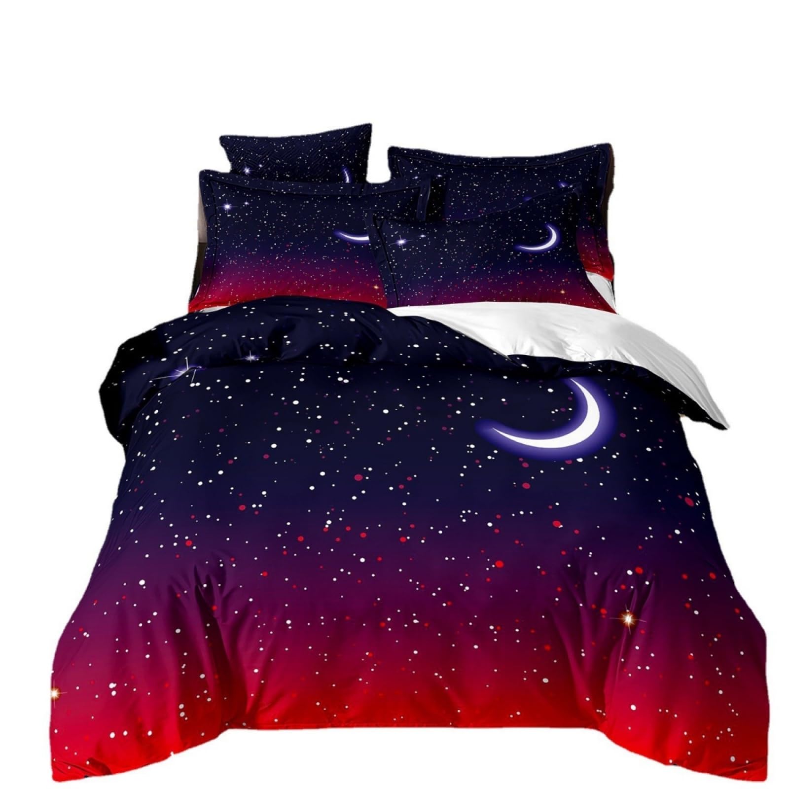 Double Duvet Set Moon Red Blue Bedding Double Bed Set