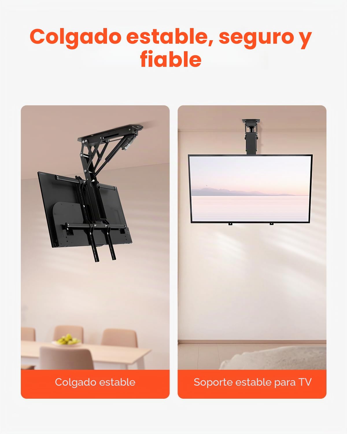 VEVOR Soporte para TV de Techo motorizado, Marco Soporte para TV Dimensiones de 813 a 1651 mm, Marco Porta televisión Plegable Ajustable con VESA máx. 60 x 60 cm, Carga máx. 40 kg