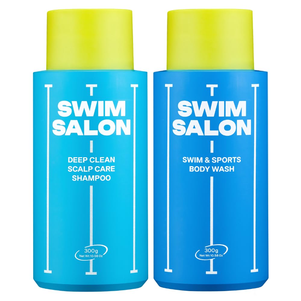 SWIM SALON Chlorine Removing Shampoo & Body Wash Set for Swimmers | Vitamin C | Clarifying, Hydrating, Refreshing | Free of Sulfates, Silicones,