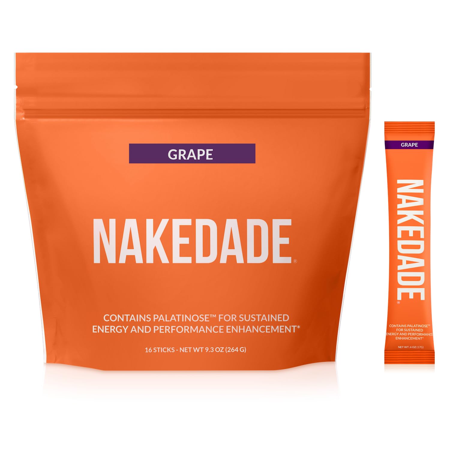 Nakedade Grape – Performance Enhancing Sports Drink Powder - Electrolyte Powder – No GMOs or Artificial Sweeteners, Gluten-Free, Soy-Free, Dairy-Free – 16 Sticks