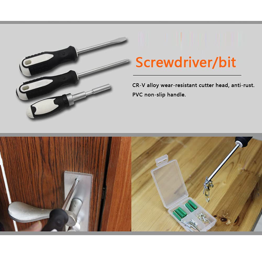 102 pcs Kit di strumenti con cassetta degli attrezzi chiave a tubo Cacciavite martello Penna capacitiva Fai da te Casa Domestico Toolkit Riparazione Manutenzione fissaggi Set di attrezzi universale