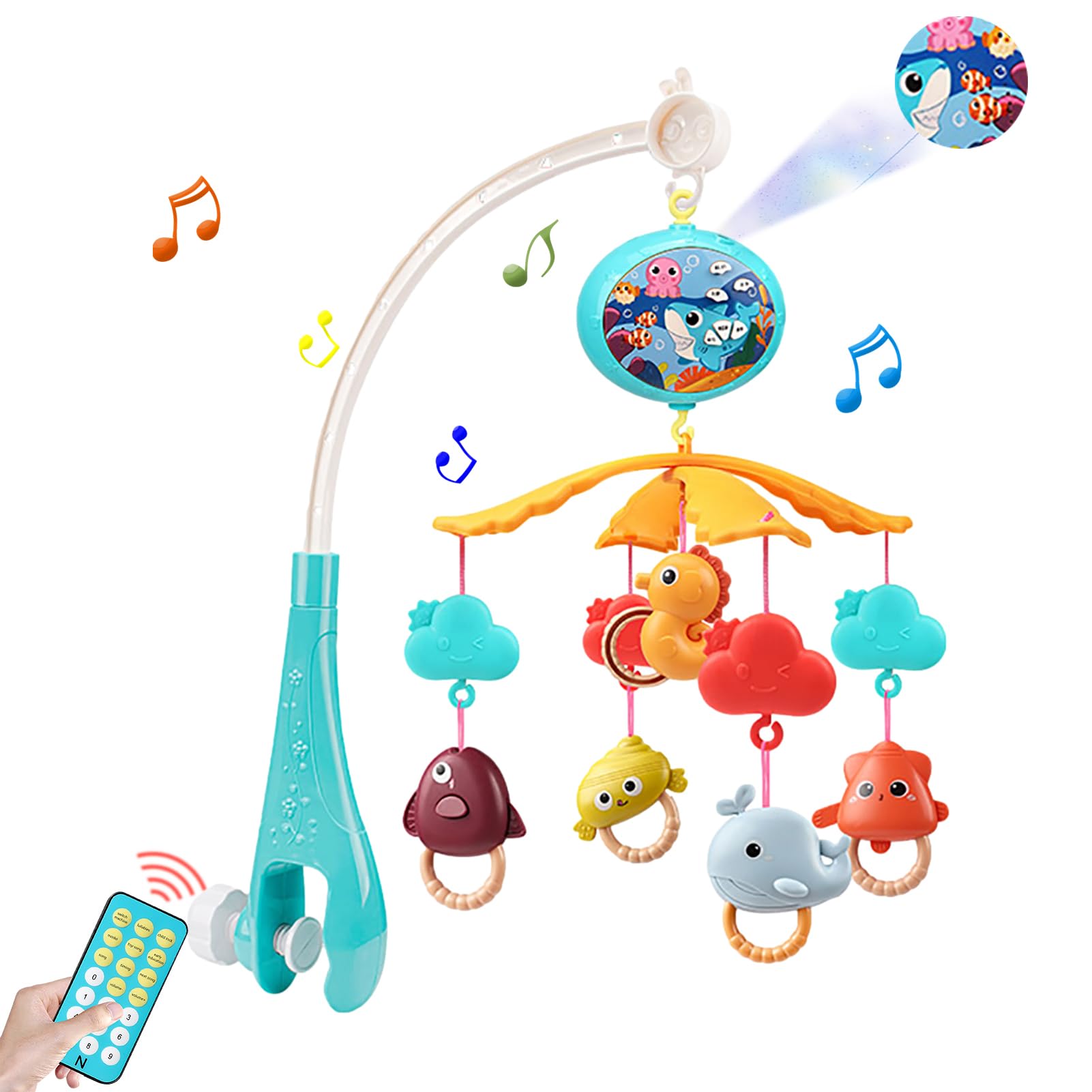 Babies - Móvil musical para cuna - Percha giratoria para juguetes, cuna de bebé, decoración de cama infantil para recién nacidos y niñas