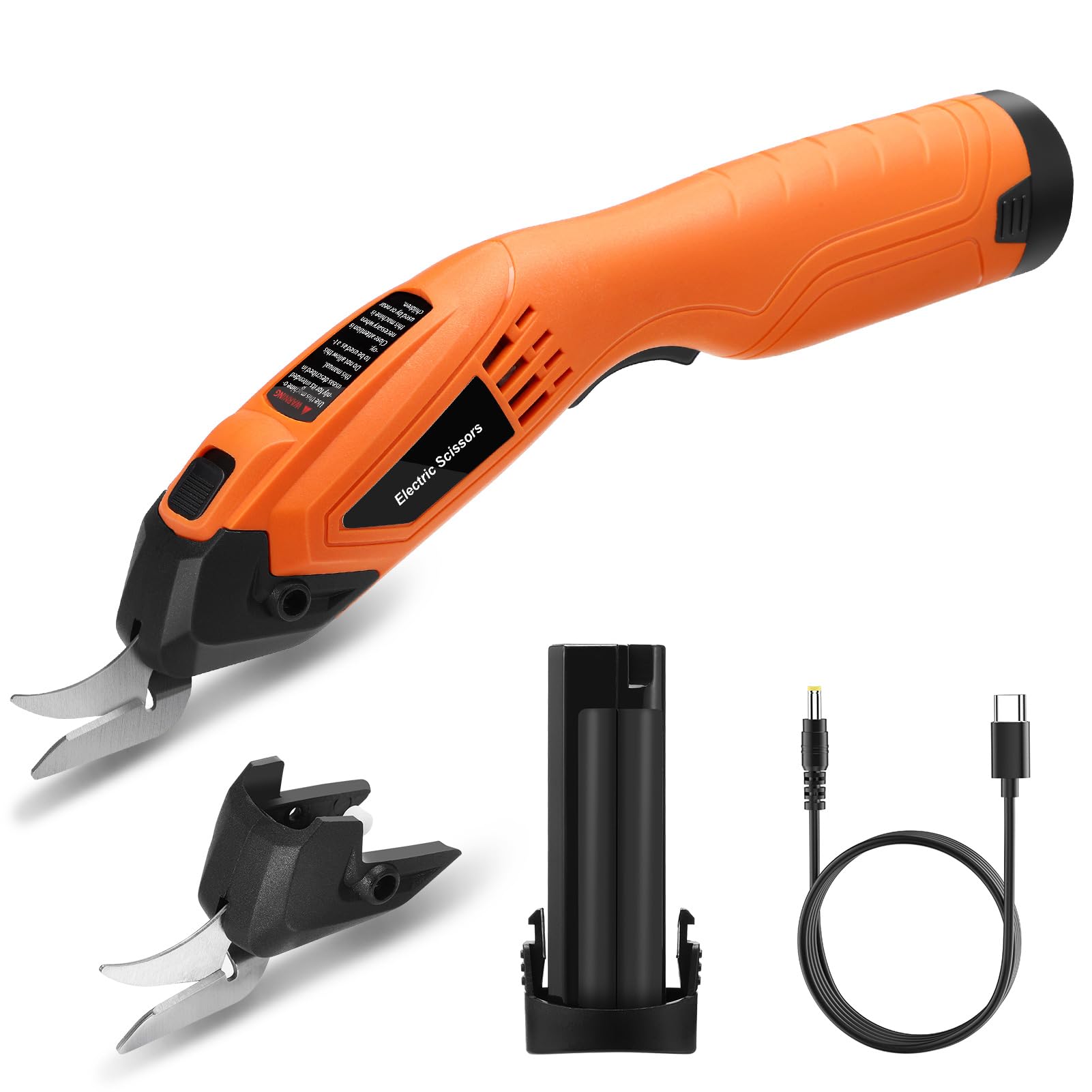 Ideashop Electric Scissors, 4V 1500mAh Electric Fabric Scissors with Replacement Cutting Blade and Removable Battery Rechargeable Cordless Electric Box Cutter for Cardboard, Craft, Carpet, Leather