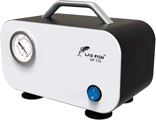 LAB FISH Bomba de vacío de laboratorio portátil sin aceite de diafragma de laboratorio de filtración de vacío 15L/min con tubo de goma, 110V-220V