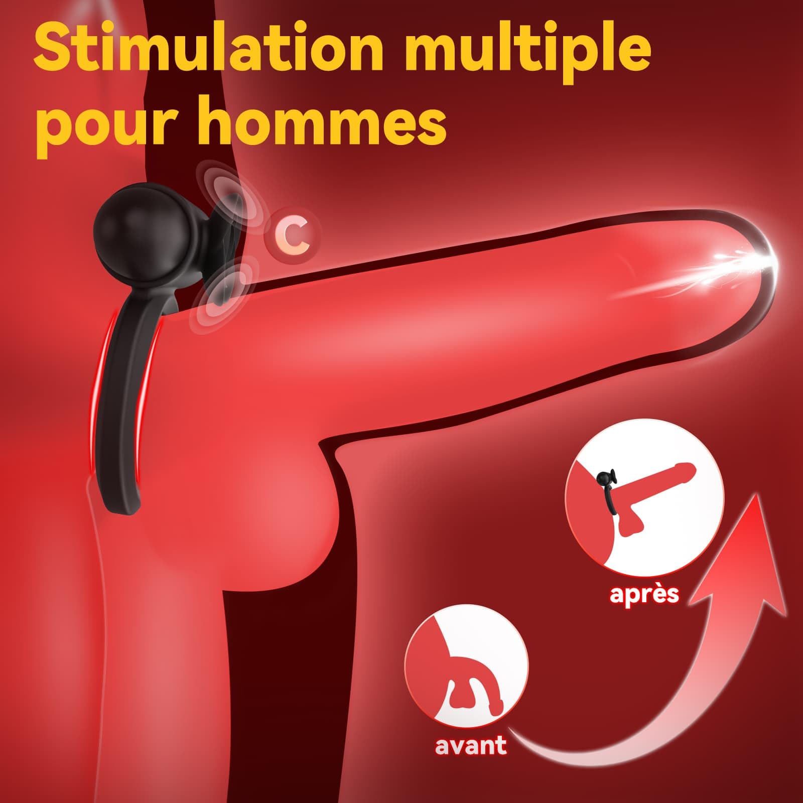 Anneau Penien Vibrant Sex Toýs Homme Couple - Anneaux de Pénis avec Vibromasseur Bullet, Anneau Vibrant Pénis Homme avec 10 Modes de Vibration pour Stimulation Testicules Clitoris Sex Toys Couple