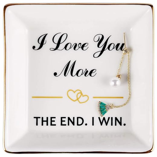 Gifts for Wife Gifts from Husband, Happy Anniversary - Romantic Wife Gifts for Her Wife, Best Wife Christmas Birthday Gifts, Ring Dish Holder, Jewelry Tray, Trinket Dish, I Love You More