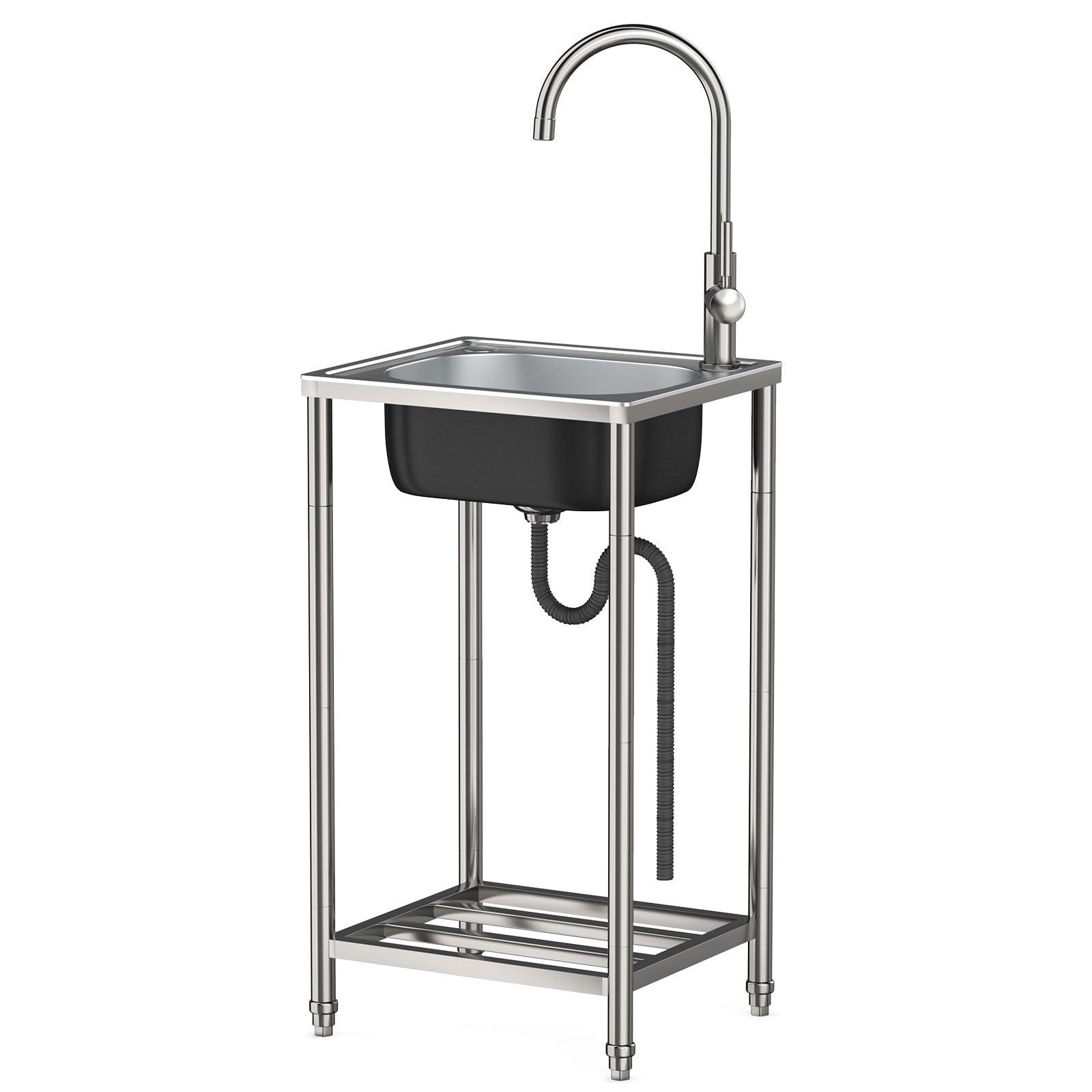 Fregadero individual de acero inoxidable que soluciona la falta de agua en exterior