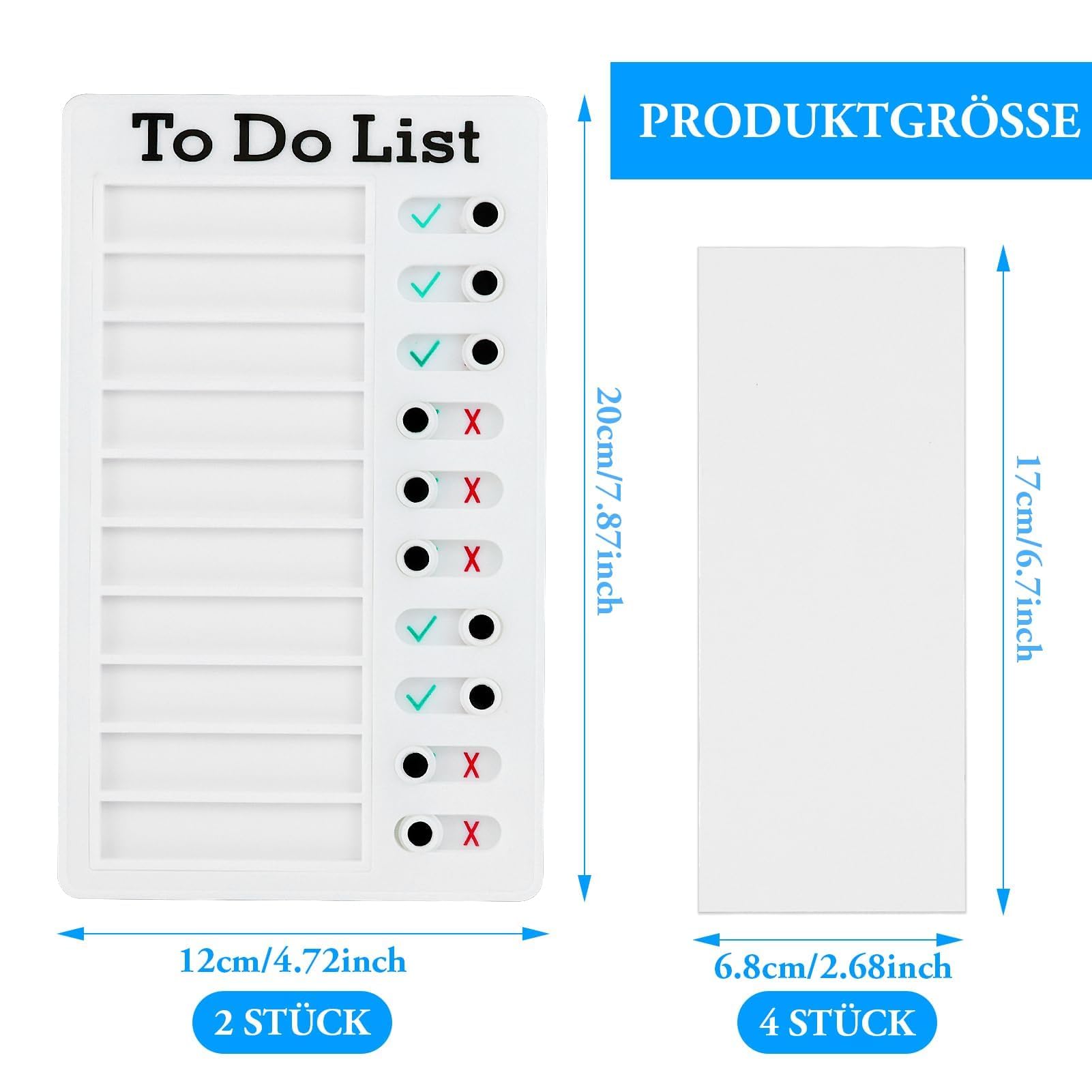 4 Lavagnette Promemoria Mkitnvy - To-Do List Riutilizzabili, 20x12 Cm, Con 20 Fogli, Per Casa, Ufficio, Viaggi - Foto 4