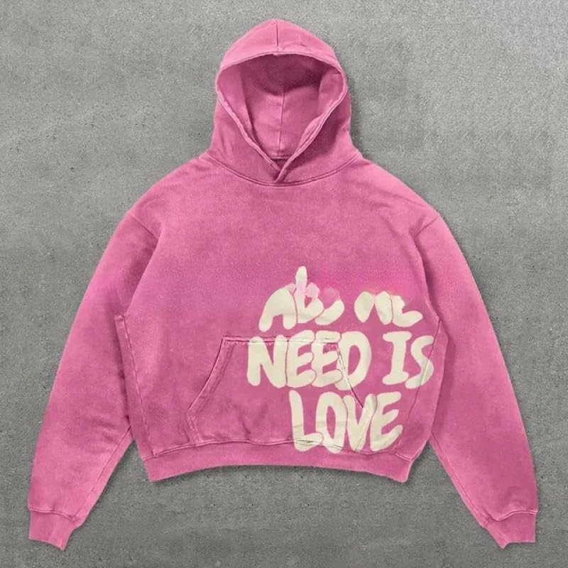 Y2K sweatshirt with hip-hop letter print oversized men's and women's hoodies, casual loose solid Gothic top2