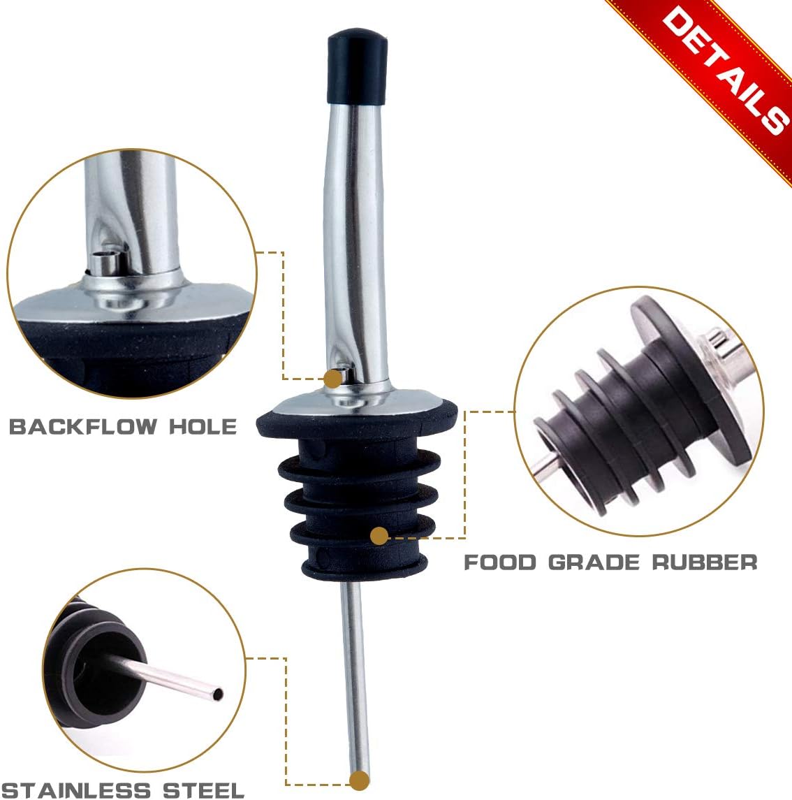 Gеt Dіѕсоunt 70% Prісе [UPGRADED VERSION]8 Elite Liquor Pourers Tapered Spout+ 8 Dust Caps Covers