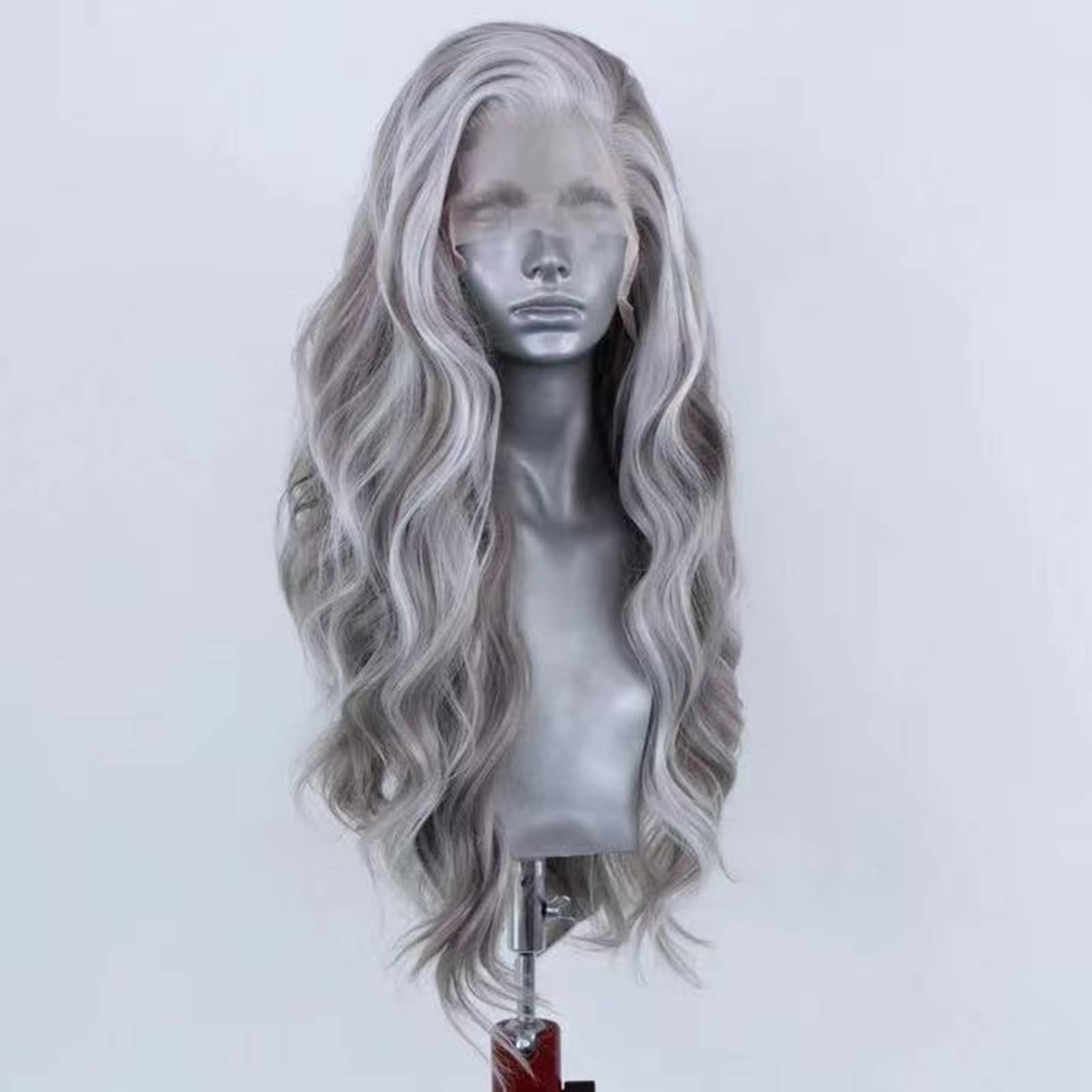 Amazon.com : RONGDUOYI 24Inch Grey Mixed White Natural Wave  display picture 1