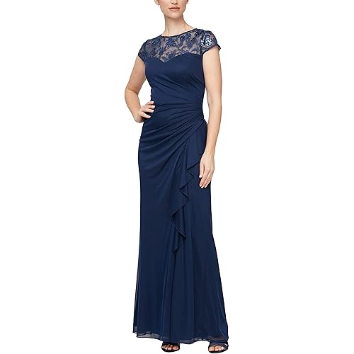 Alex Evenings Women's Long A-line Sweetheart Neck Dress (Petite and Regular Sizes)