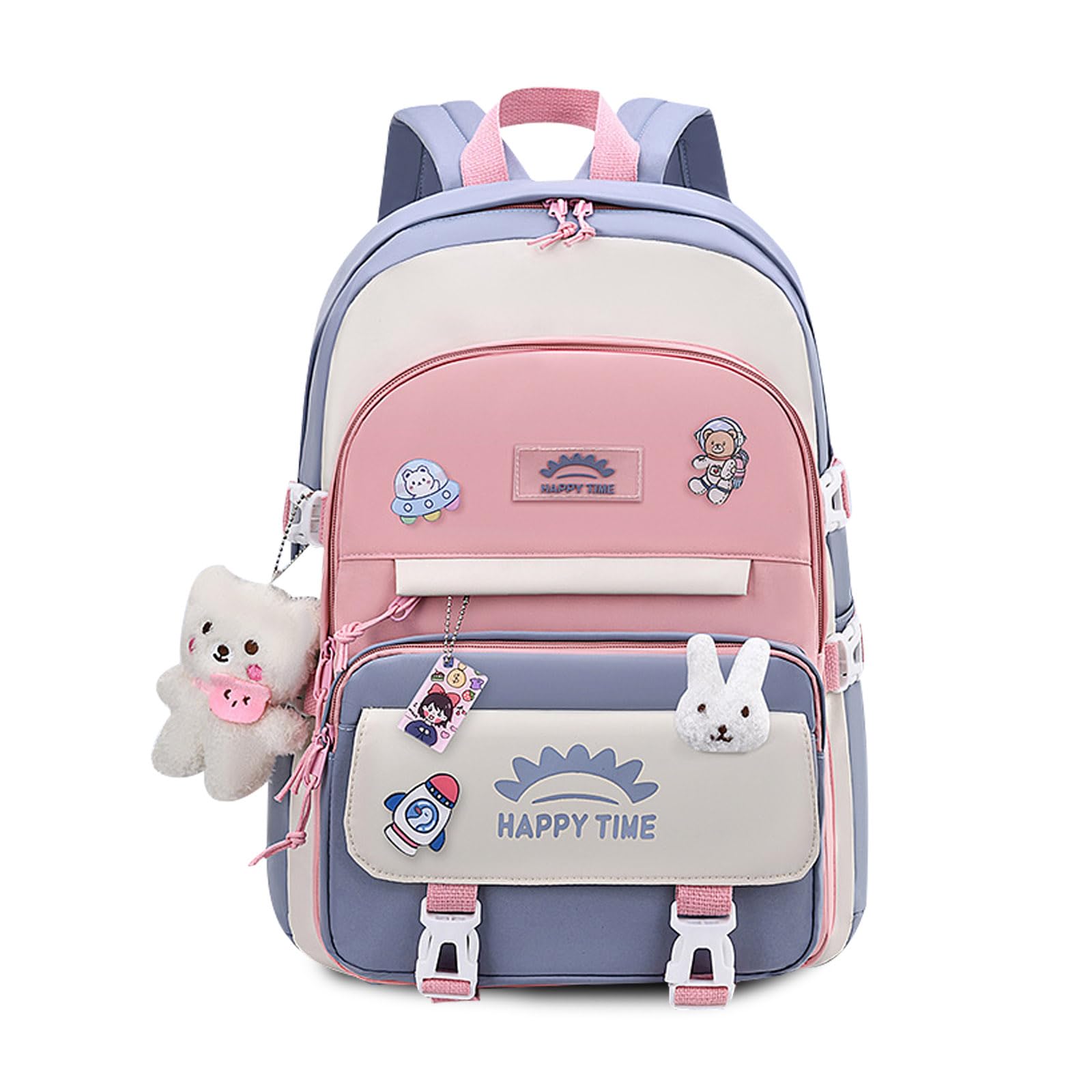FANDARE Carino Zaino per bambini Zaini Casual Zaini Cartelle Zaino Scuola Elementare Zaino Ragazze Ragazzi Zainetto per Studenti Primarie Viaggiare Zainetto con cintura fissa per bagagli Blu