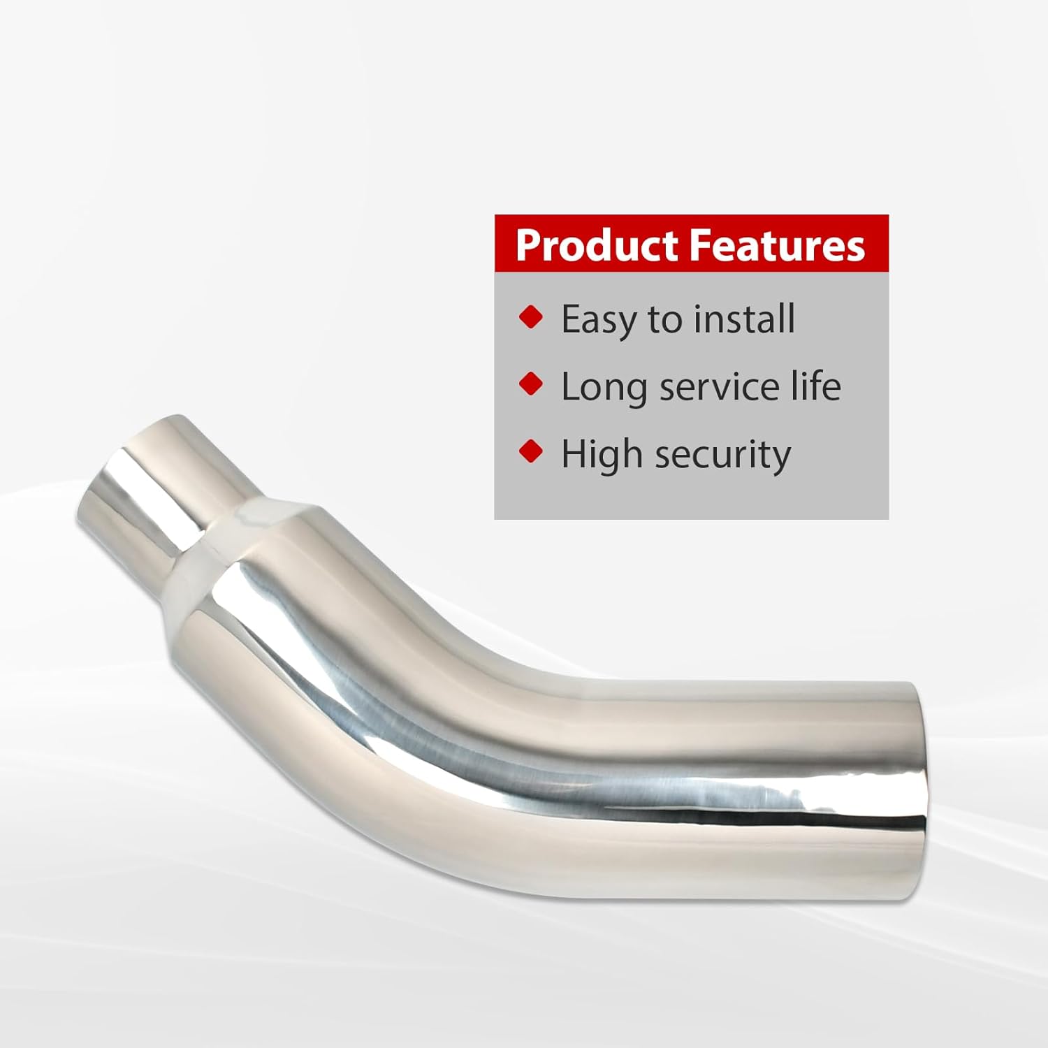 4 Inch Stainless Steel Polished Diesel Exhaust Elbow Tip,4'' Inlet 6'' Outlet Side Exit Exhaust Tip, 23'' Length Turndown Exhaust Pipe