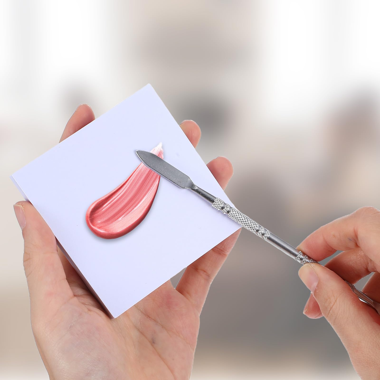 Oruola 100 Sheets Disposable Nail Art Palette Paper,Makeup Mixing Palette Paper,2 Sizes of Waterproof Portable Nail Art Palette with Stainless Cosmetic Spatula for Makeup Nail Gel Mixing Home Salon - Image 8