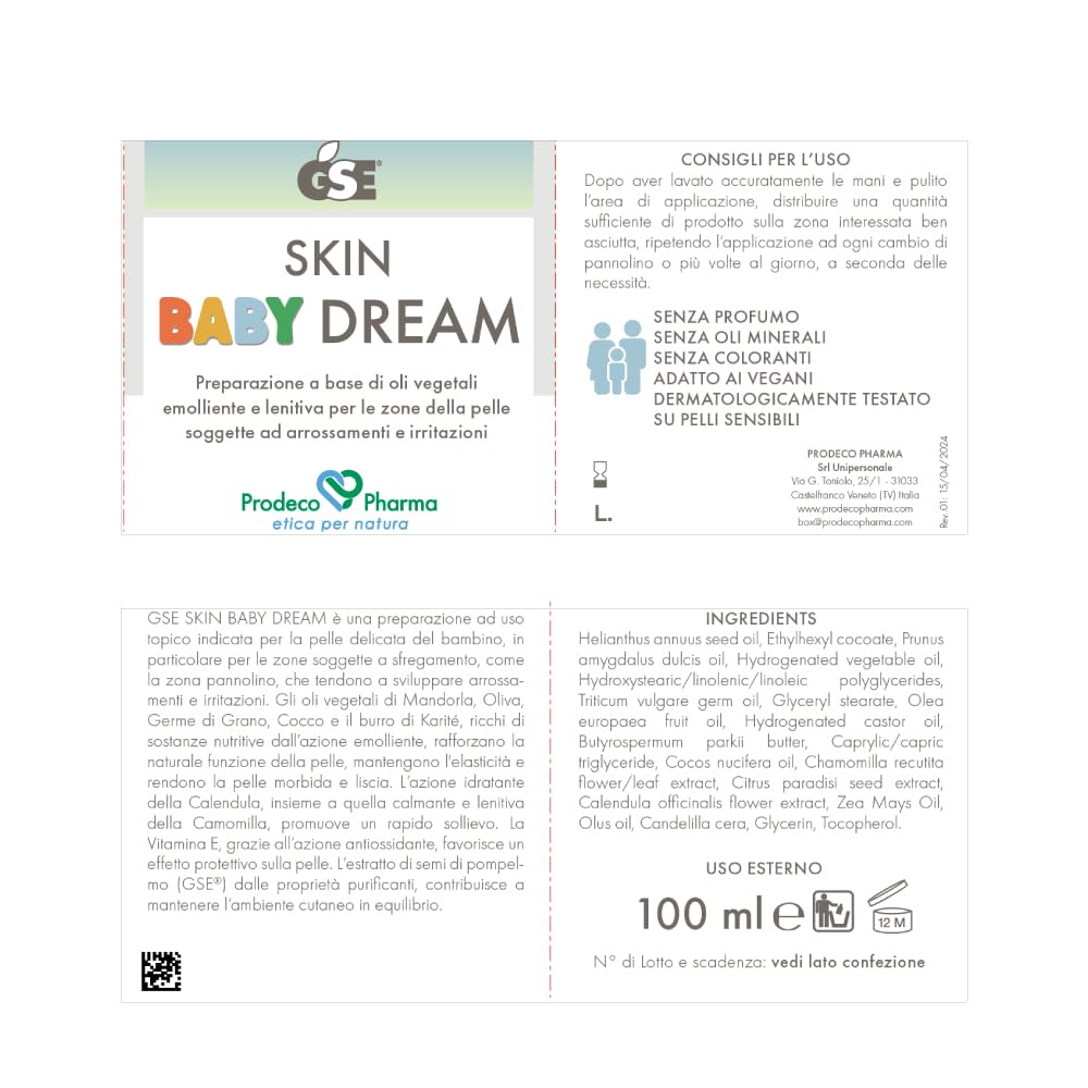 Prodeco Pharma GSE BABY DREAM 100 ml Preparazione ad Uso Topico a Base di Oli Vegetali per Prevenzione e Trattamento di Infiammazione