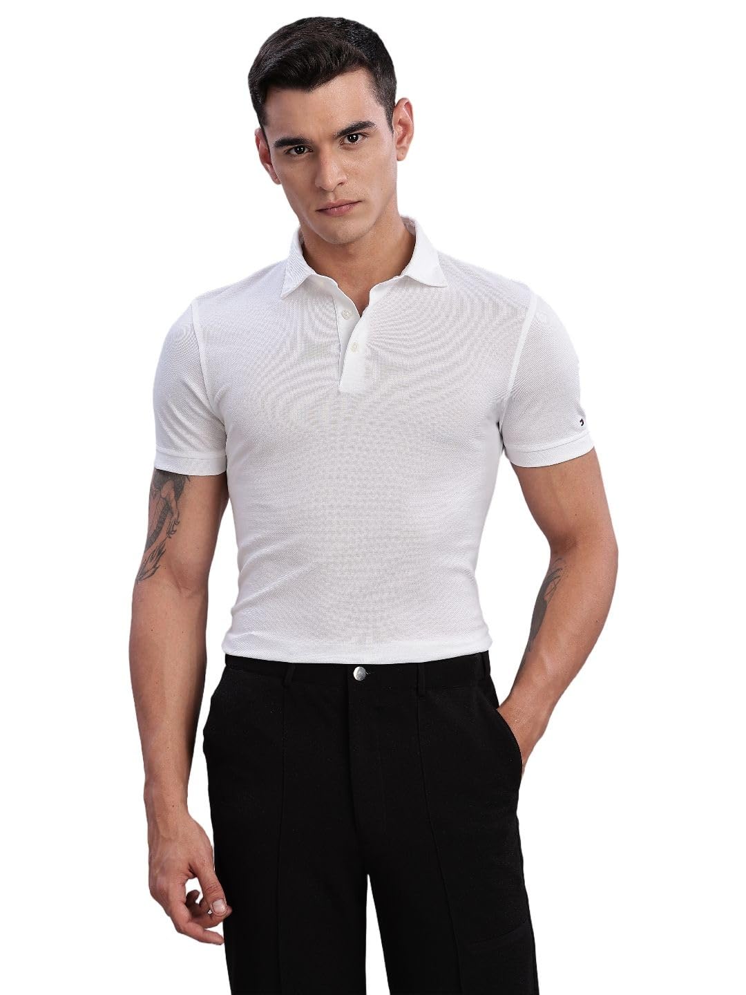 tommy hilfiger Mens White Solid Polo Shirt-picture-12