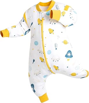 Chilsuessy Nursery,Bedding,Blankets & Swaddlers,Swaddles Chilsuessy Baby Sleeping Bag with Feet 1.5 Tog 100% Cotton Sleeping Sack with Removable Sleeves Anti Kick Infant Toddler Wearable Blanket for Boys and Girls, Spaceship, 90cm/3-4 Years