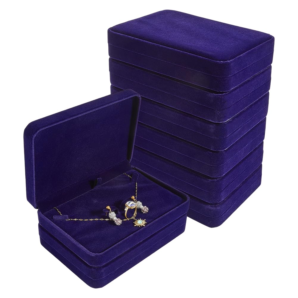Boîtes de set de bijoux velours bleu foncé, l'écrin haut de gamme PH PandaHall