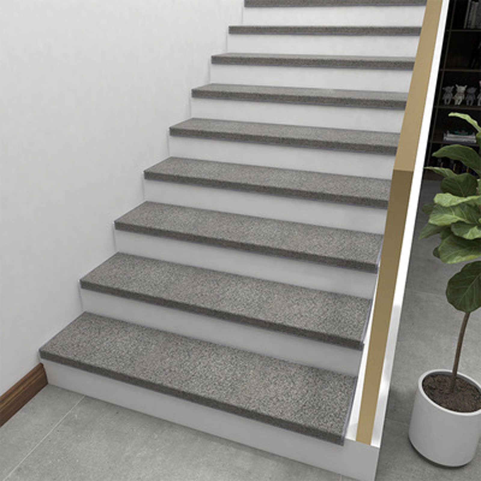uoXHFdh Self Adhesive Stair Pads Indoor Runner Step Mats Floor Mat Safety Rug 15 Pack for Elders and Pets(Dark Grey,15PCS)