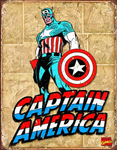 Desperate Enterprises Captain America Retro Panels Tin Sign, 12.5