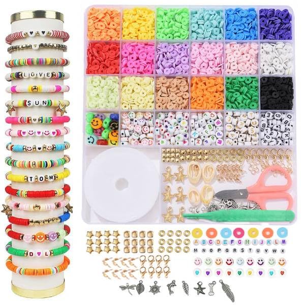 5100+ Clay Beads Bracelet Making Kit for Beginner, Friendship Preppy Polymer Heishi Beads for Bracelets Jewelry Making kit with Charms, DIY Arts and Crafts Gifts