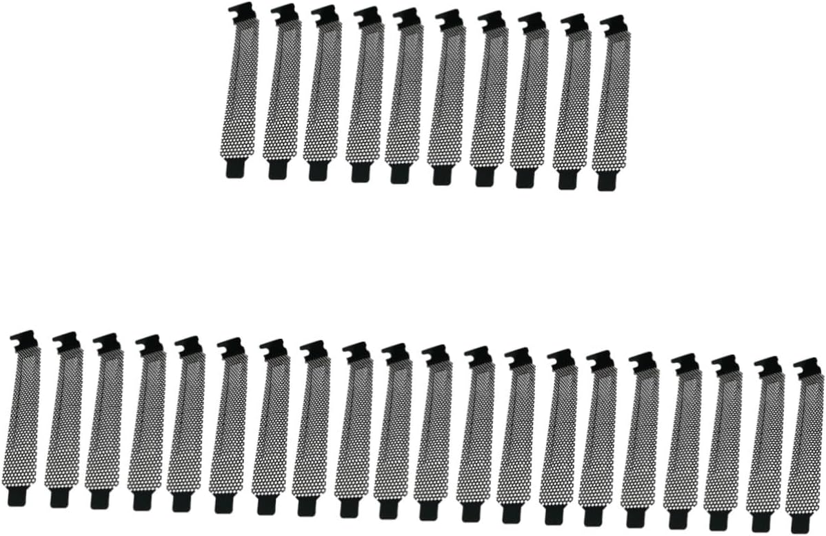 jojofuny 30pcs Pci Slot Cover Blanking Plate for Computer Chassis Metal Mesh Structure for Cooling Compatible Matx and ATX Cases and Elegant Design Black