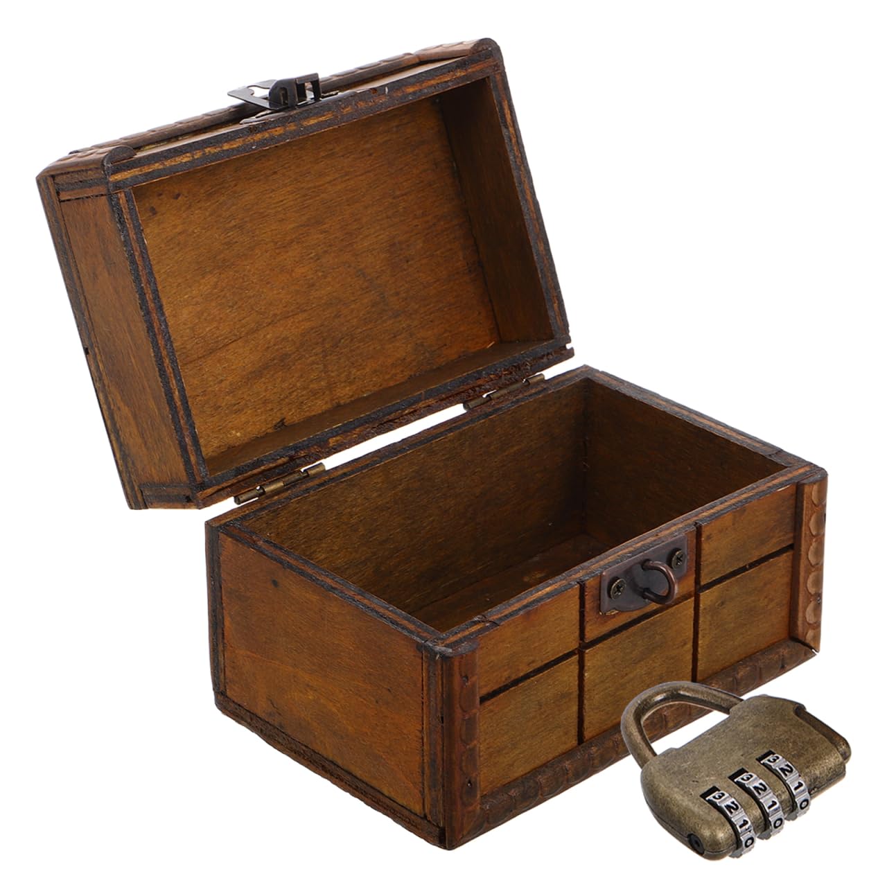 Boîte de rangement en bois vintage Didiseaon coffret à bijoux antique rustique