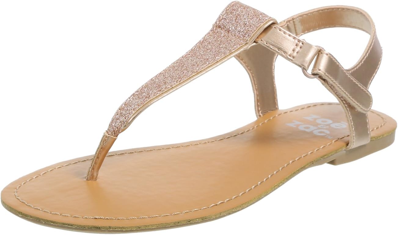 Zoe And Zac Girl's Rose Gold Glitter Quinn Sandal Big Kid Size 6 Regular