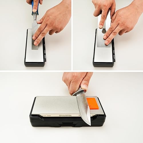 Miniatura 6 de SHARPAL 156N - Piedra de Afilar de Diamante de Doble Cara Piedra de Agua Afilador de Cuchillos Grano Grueso 325 / Extra Fino 1200 Estuche