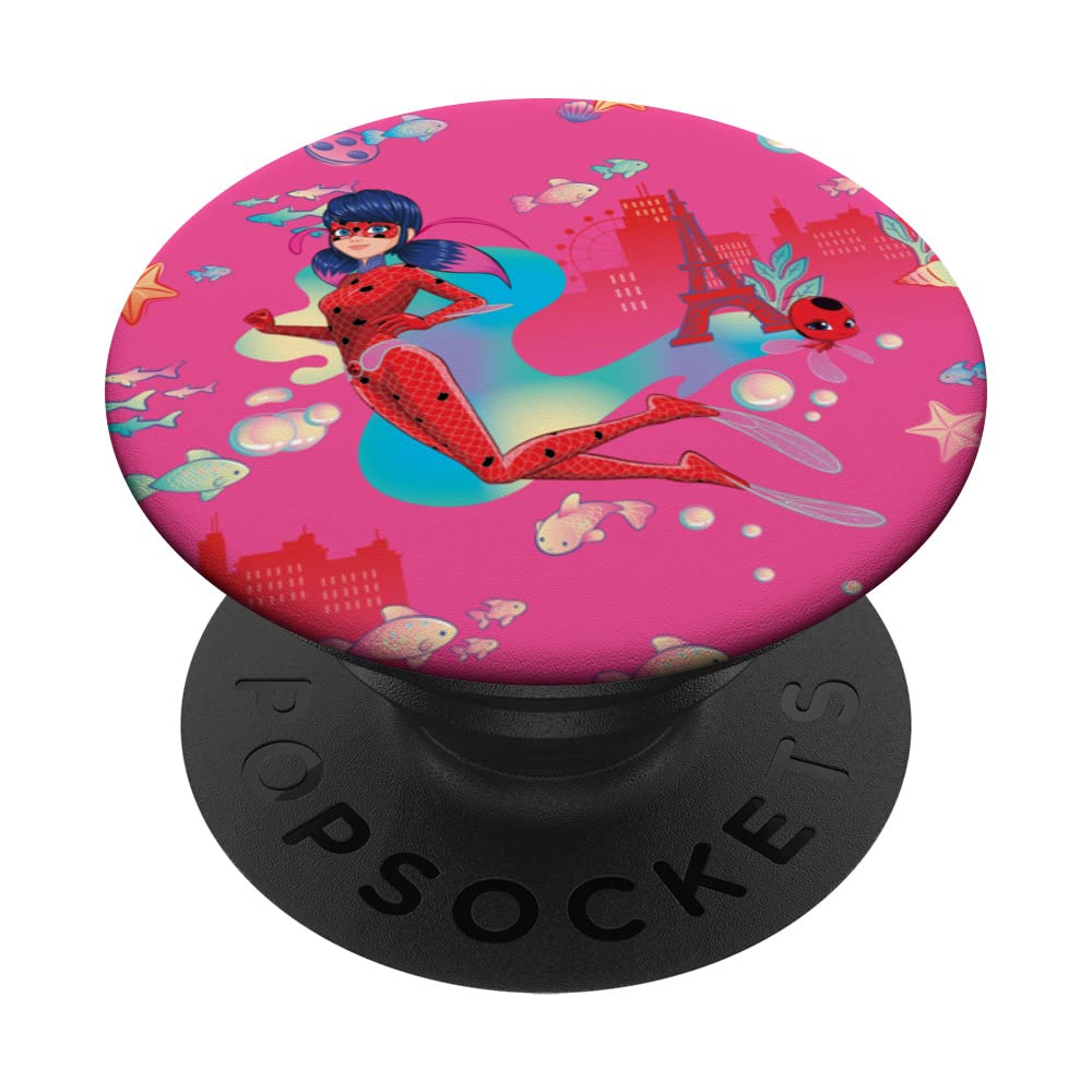Miraculous Ladybug Summer Aqua Pattern Pink PopSockets Swappable PopGrip