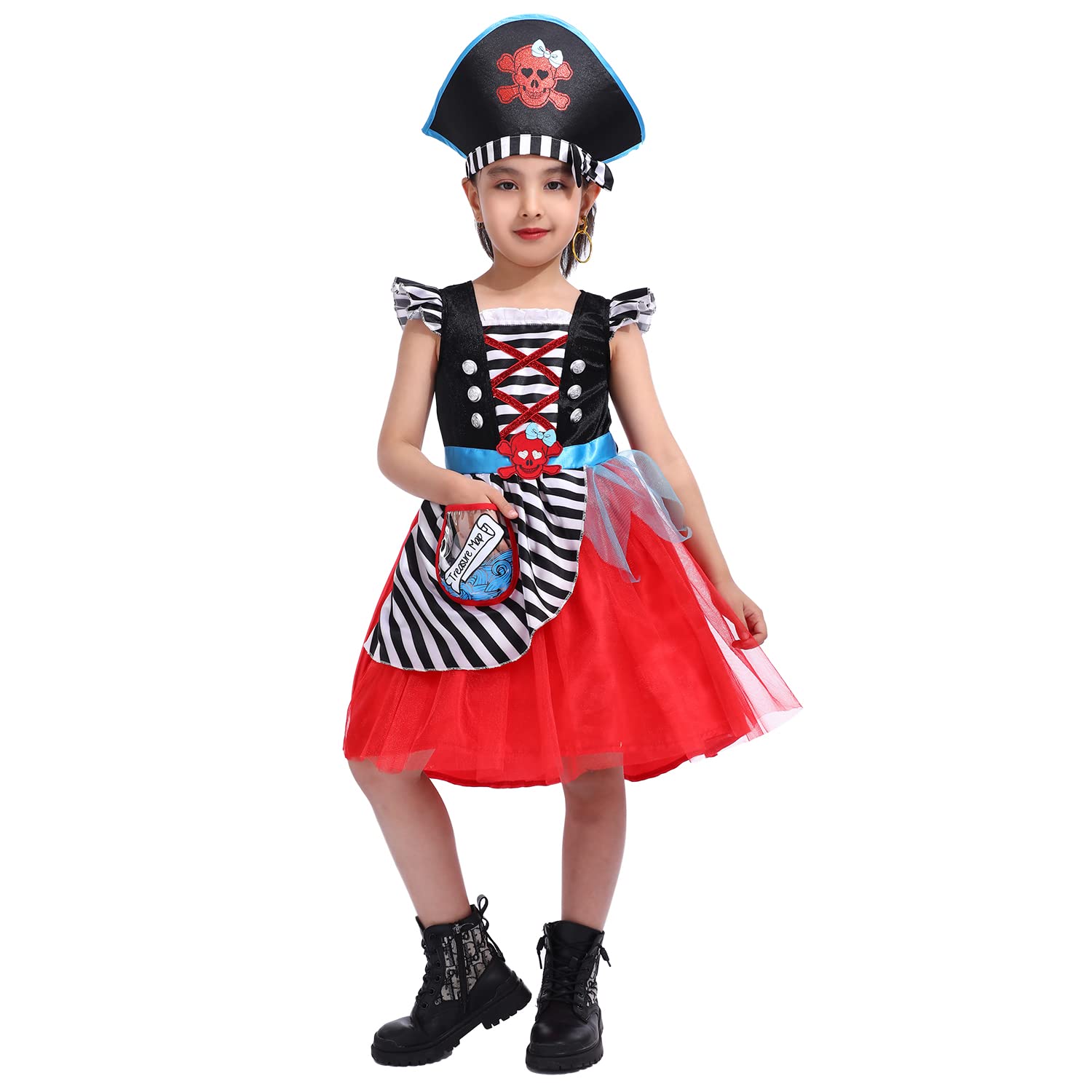 Sincere Party Girls Deluxe Pirate Princess Dress with Hat,Plastic Accessories 5-6years, Bucaneer Princess Dress With Props, 5-6 Years - Image 2