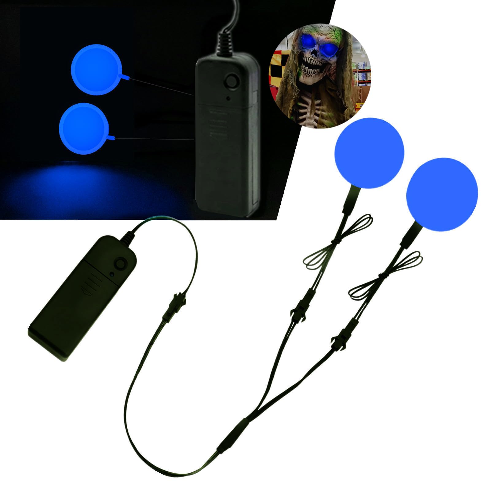 Ourbest Battery Operated Electroluminescent El Neon Eye Lights for Masks, Skull and Cosplay Props Helmet DIY Modification (Blue M)