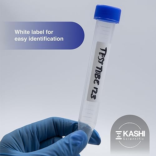 Miniatura 6 de Kashi Scientific tubos de centrífuga cónicos con tapón de rosca de 15 ml, tubos de prueba estériles con tapas azules, plástico de polipropileno de