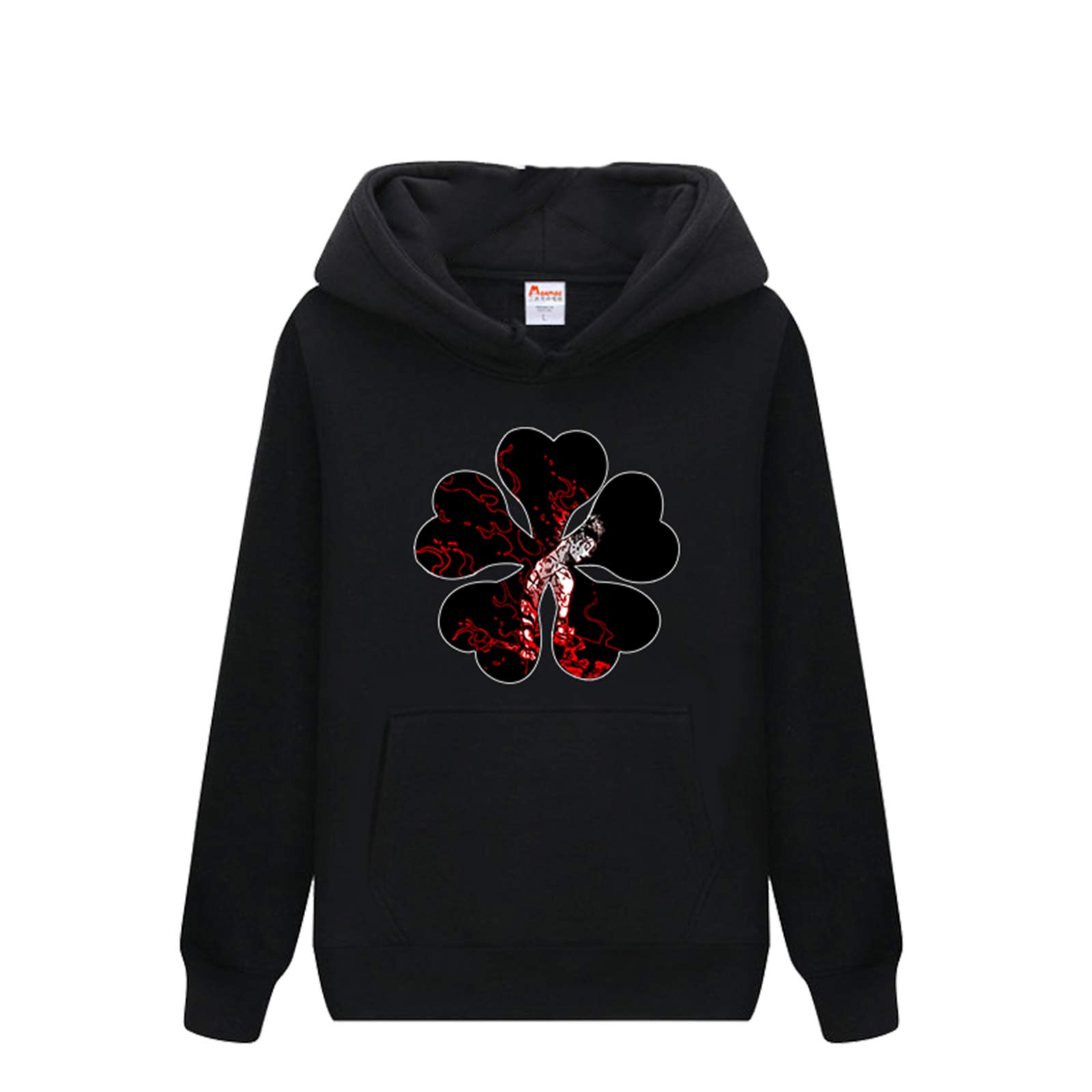 Keephen Men's #04 Unisex Anime Black Clover Long Sleeve Hoodie The Black Bulls Asta Casual Pullover Sweatshirts