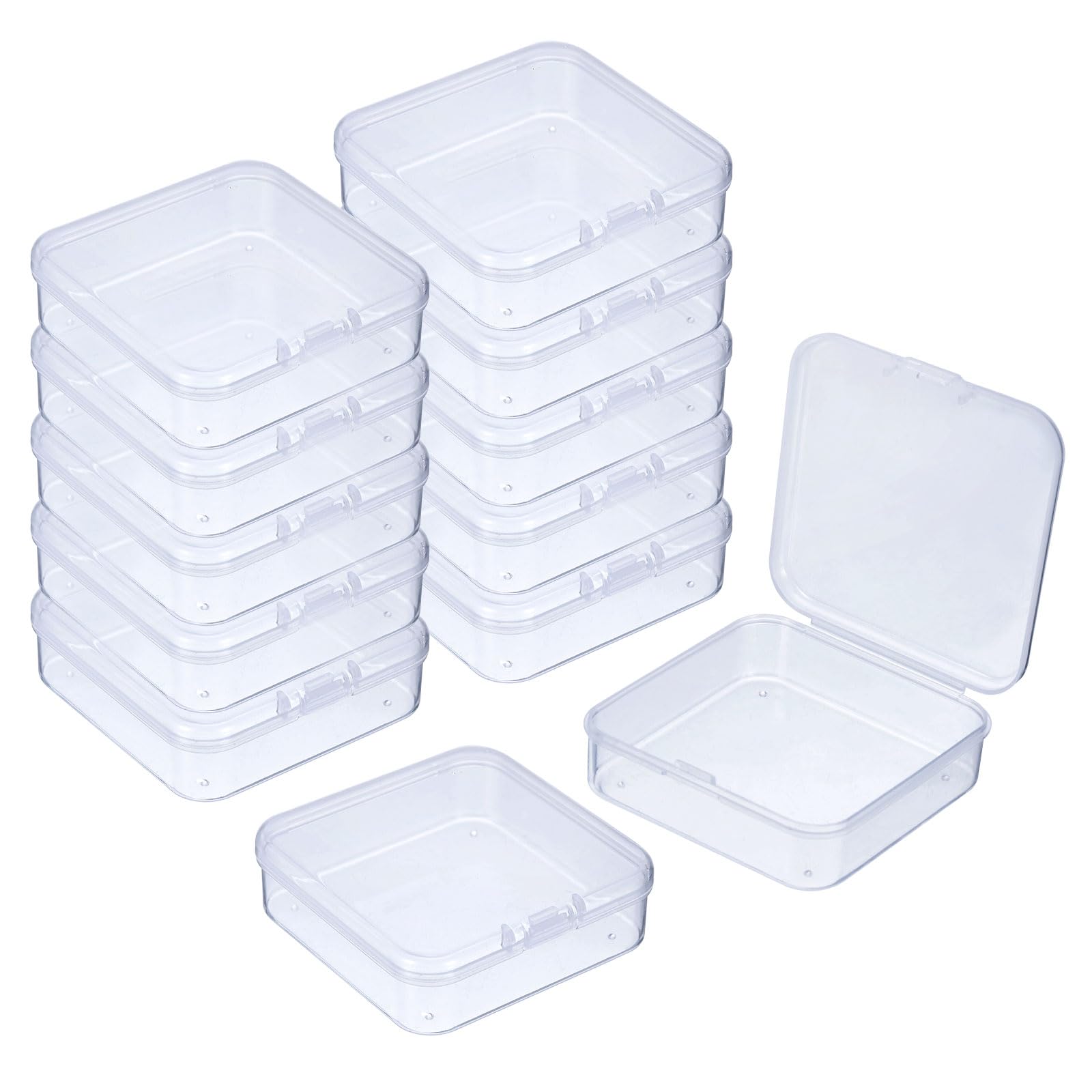 sourcing map 72Pcs Clear Small Plastic Beads Storage Containers with Lids, Square Anti-Oxidation Jewelry Storage Boxes for Small Items Craft, Beads, Ear Studs, Necklaces(2.6×2.56×0.79In)