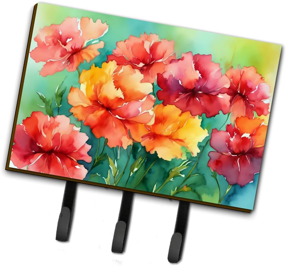 Caroline's Treasures Tennessee Iris in Watercolor Leash or Key Holder Wall Hooks, Key Hooks Holder, Coat Rack Wall Mount, Coat Hooks, Hooks for Hanging Keys, Towels, Aprons, Leashes