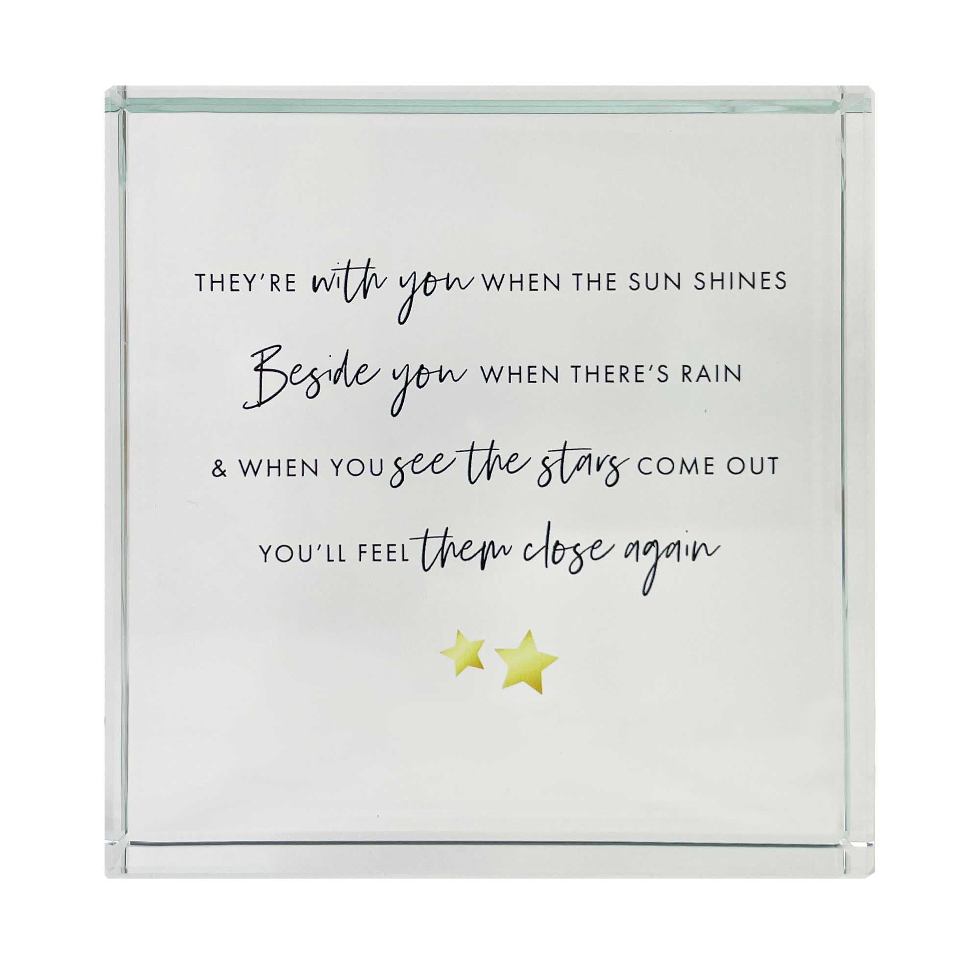 Sympathy Memorial Glass Ornament Token | Bereavement Remembrance Gift | Thoughtful Clear Crystal Keepsake | Sentimental Verse | 9x9x2cm