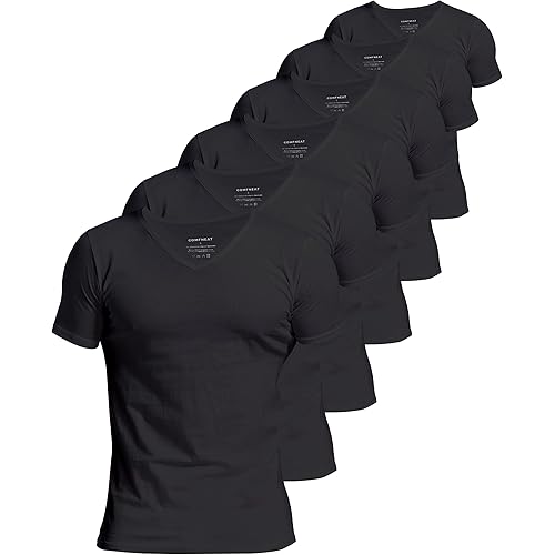 Comfneat Men's Undershirts 100 Percent Cotton Underclothing Comfy V-Neck T-Shirts (4-Pack/6-Pack)