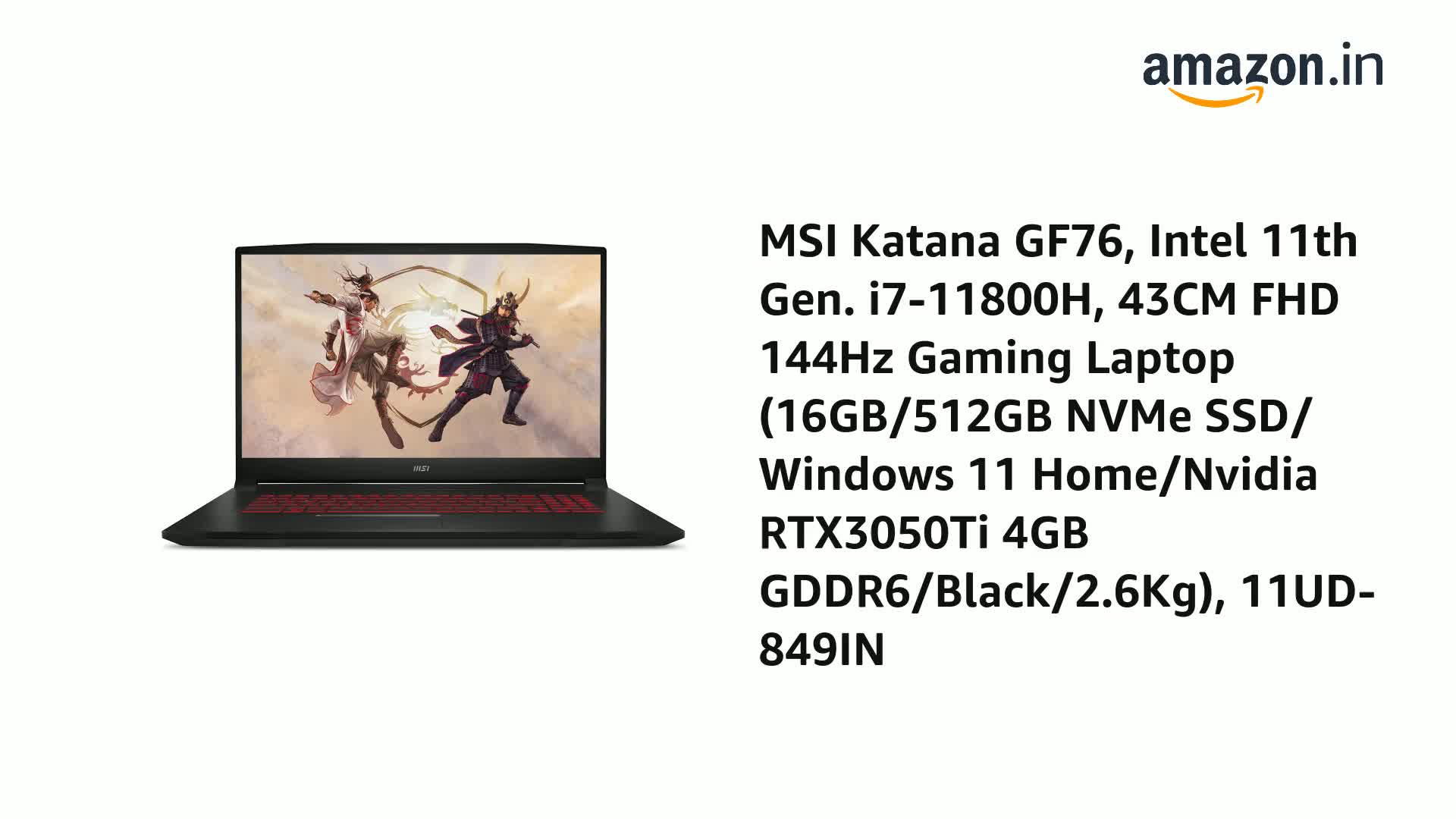 MSI Katana GF76, Intel 11th Gen. i7-11800H, 43CM FHD 144Hz Gaming