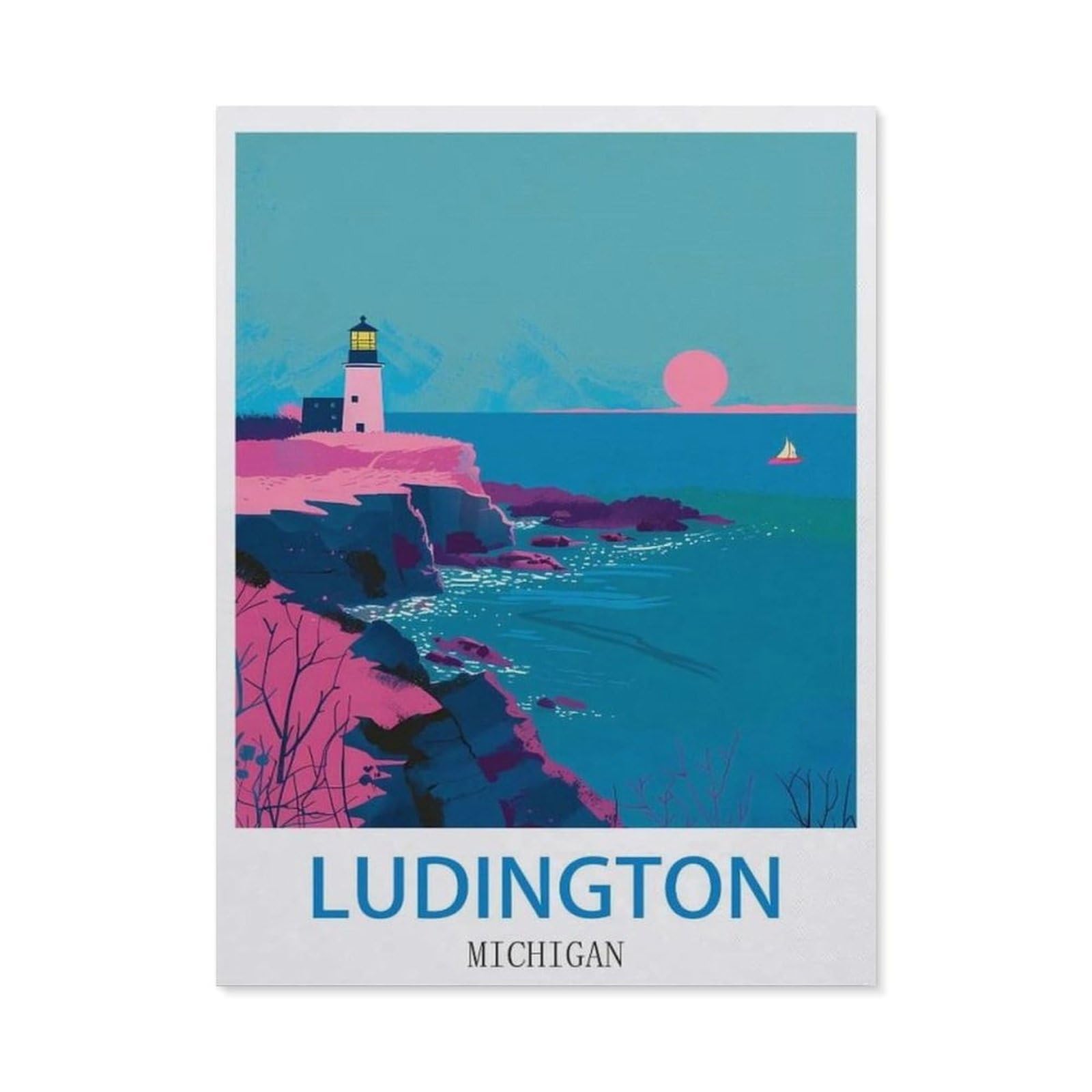 BEAYODKP 5D DIY Diamond Painting，Ludington Michigan（40 x 50 cm）