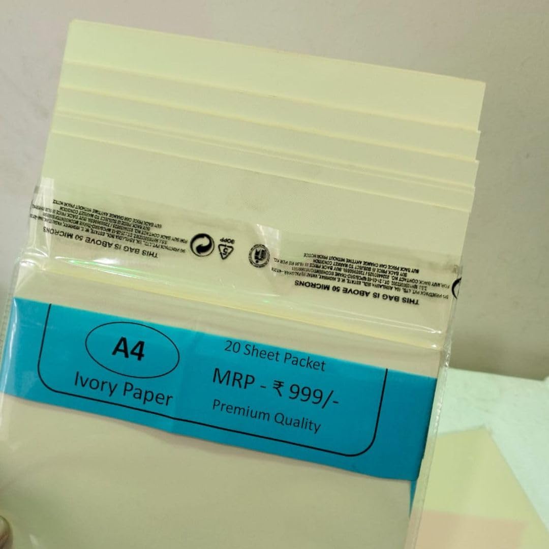 TM&W- A4 Off-White paper/off WhiteColoured Paper, for Drawing, Sketching and other Art & Craft Work work, Project Work,20 Sheets GSM210
