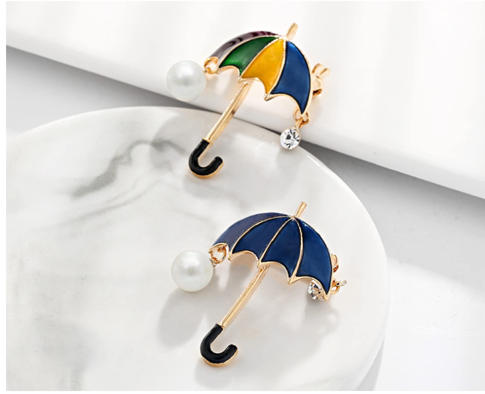 CFWSHJ Pin Brosche Pin Brosche Abzeichen Brosche Anstecknadel Mode Emaille Strohhut Nähmaschine High Heel Lampe Regenschirm Kamera Magische Lampe Jacke Pin Brosche, Blaue Regenschirm Brosche
