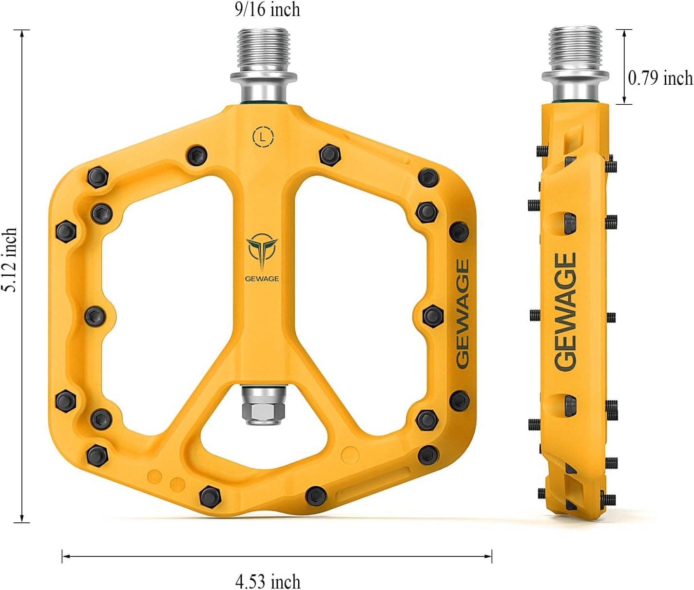 Mountain Bike Pedals - 9/16" Nylon Fiber Bicycle Flat Pedals -Bicycle Platform Pedals for Road Mountain BMX MTB Bike