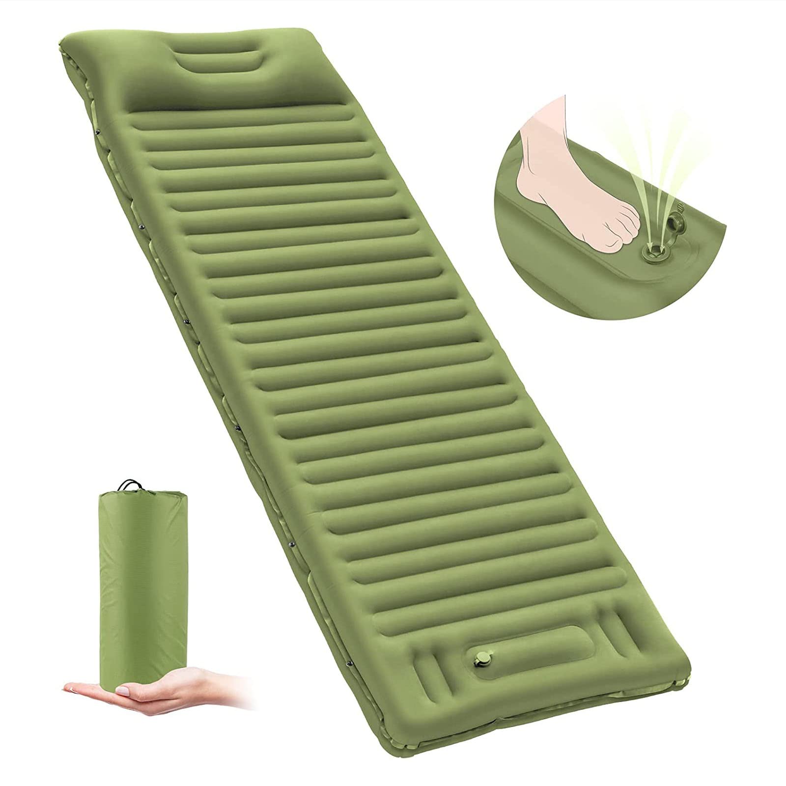 Cuscino Gonfiabile da Esterno Letto Gonfiabile da Campeggio 40D Materassino Gonfiabile Portatile in Nylon per Pranzo da Ufficio (Orange)